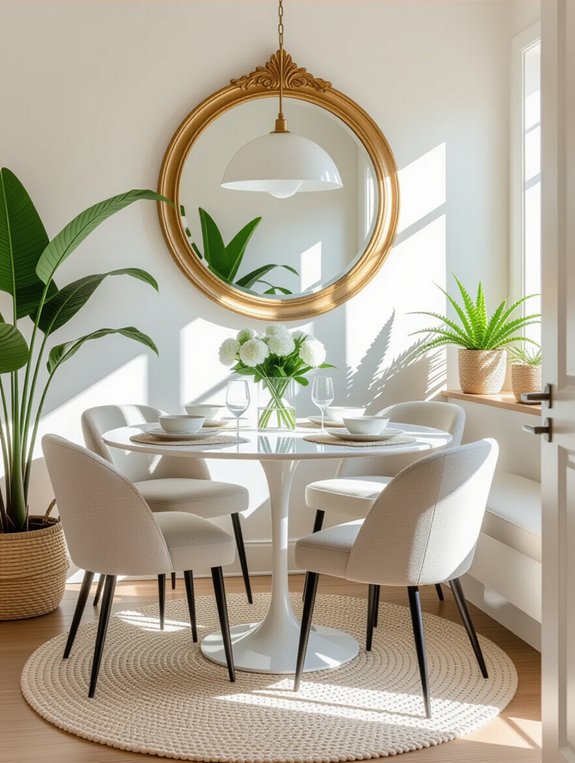 mirrors expand dining space