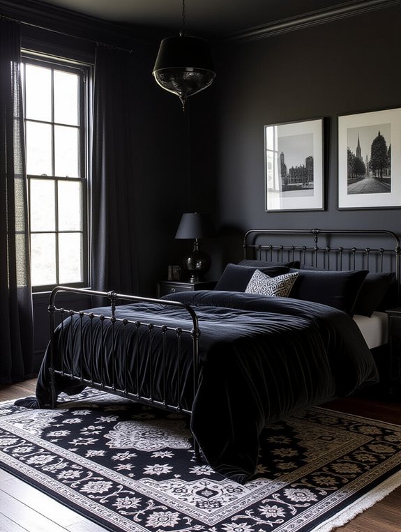 moody monochrome bedroom retreat