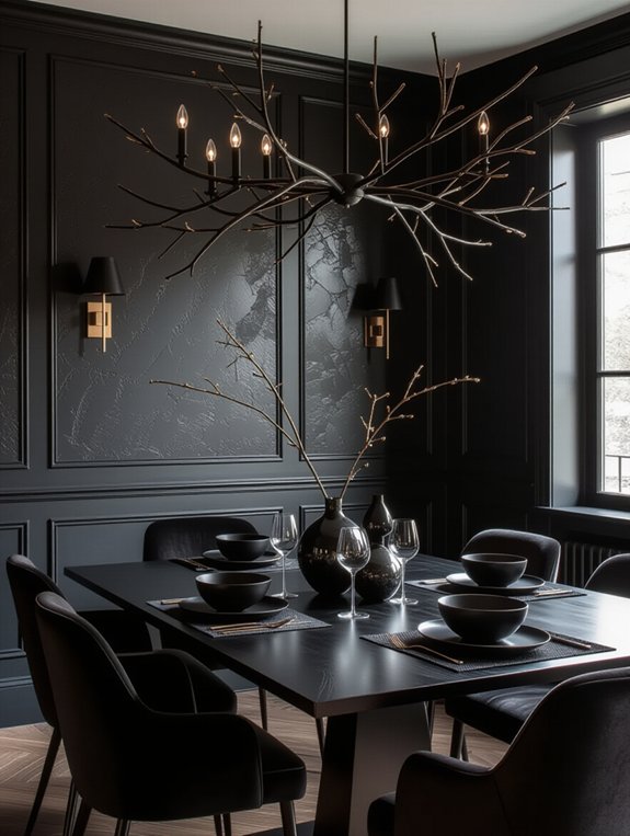 moody monochrome textured dining