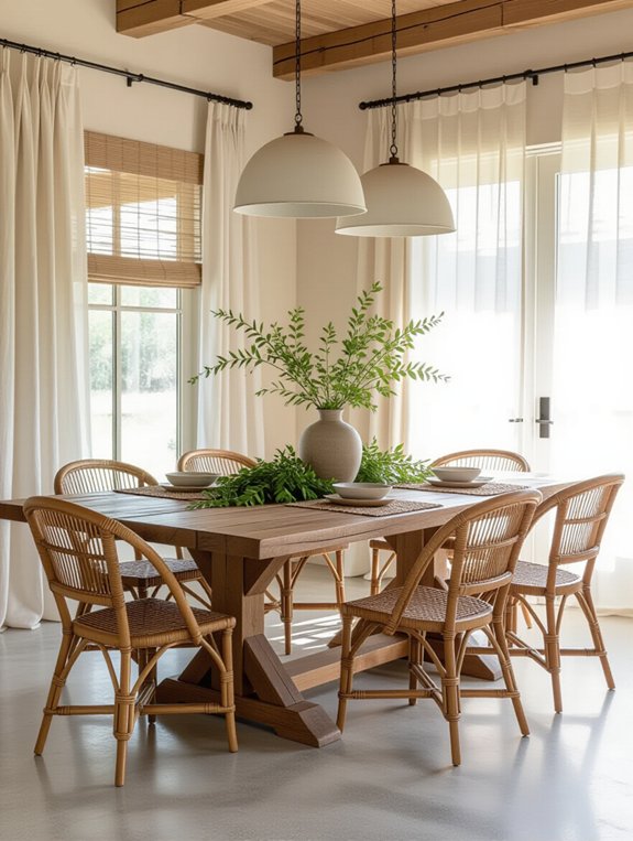 natural materials enhance dining