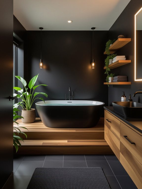 natural wood bathroom accents