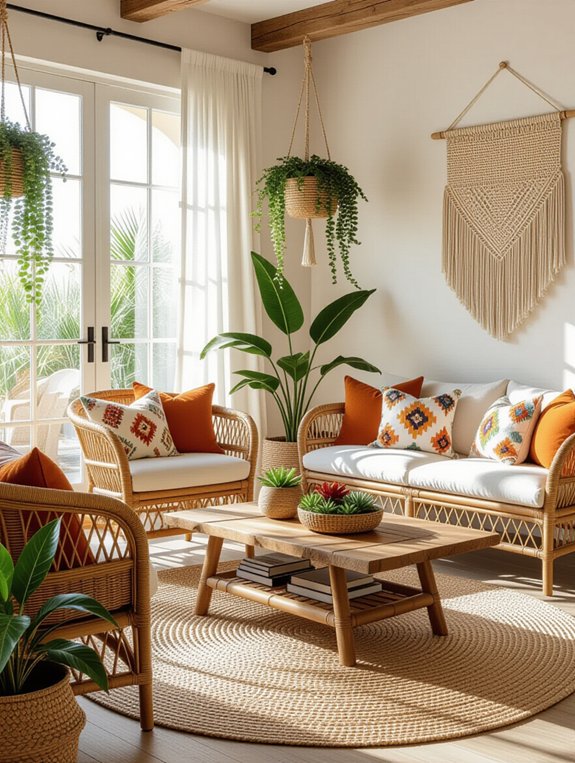 nature inspired boho living room