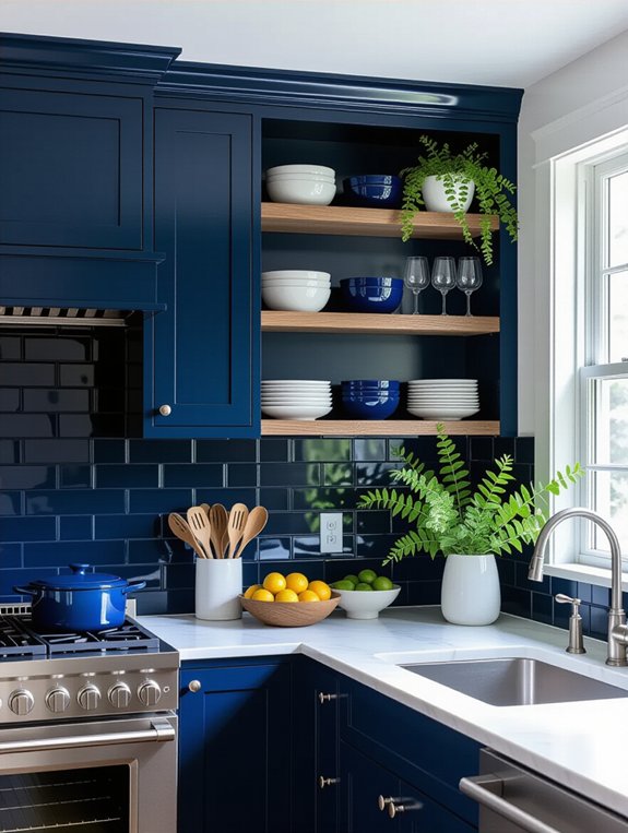 navy blue kitchen elegance
