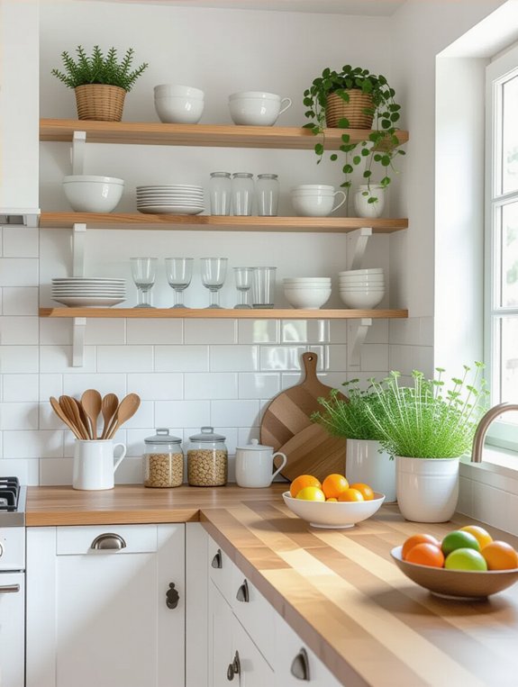 open shelving for spaciousness