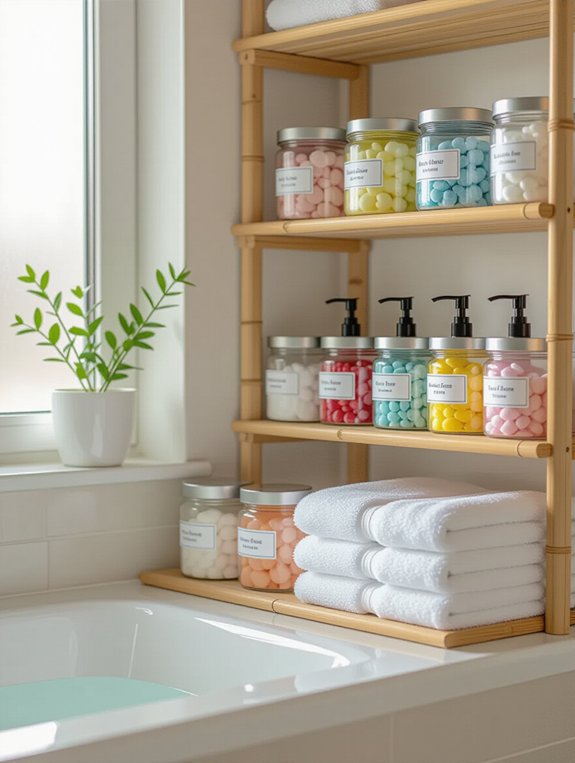 organize bathroom with labels