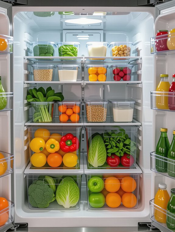 organize fridge with bins