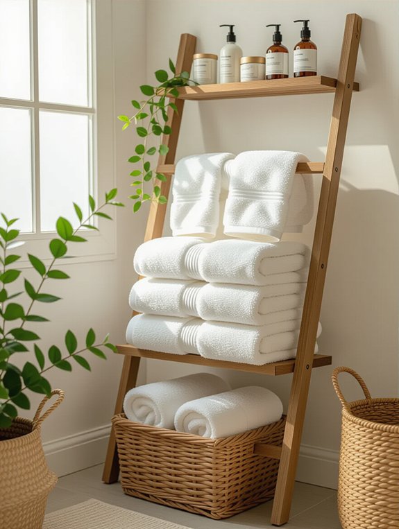 organized extra towel storage