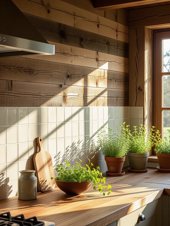 rustic backsplash with natural materials