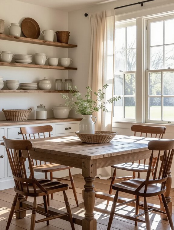 rustic open shelving displays