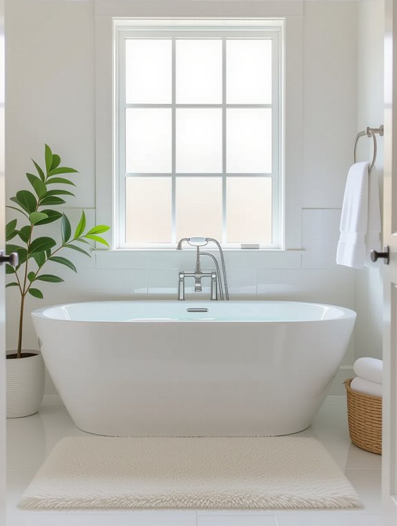 serene all white bathroom design