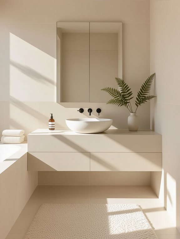 serene monochromatic bathroom design