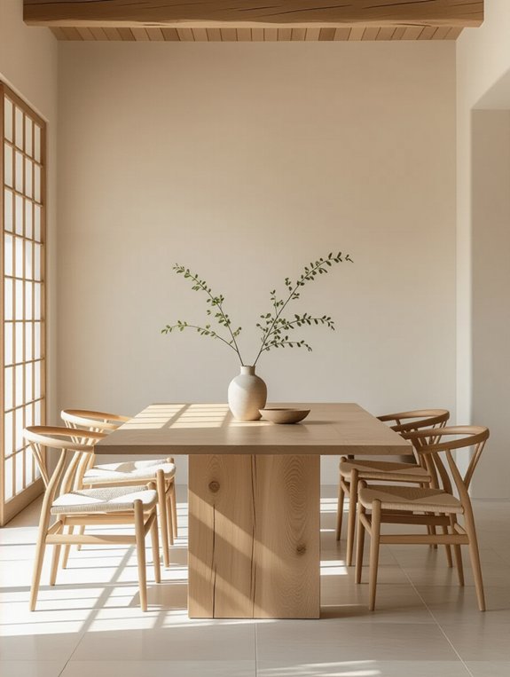 serene neutral dining atmosphere