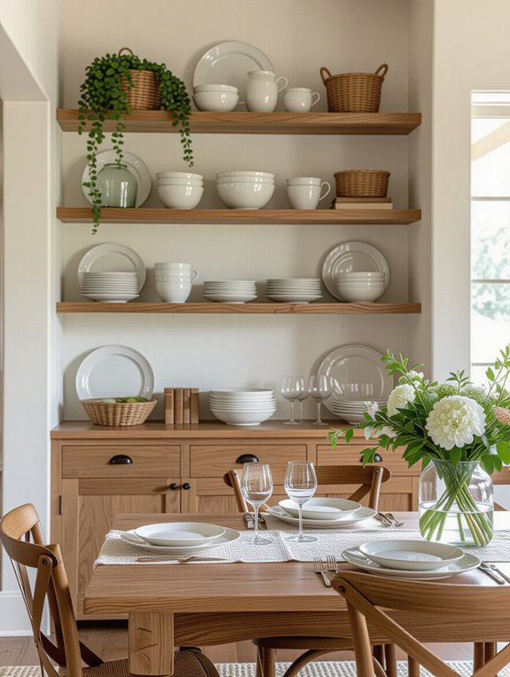 showcase dishware with greenery