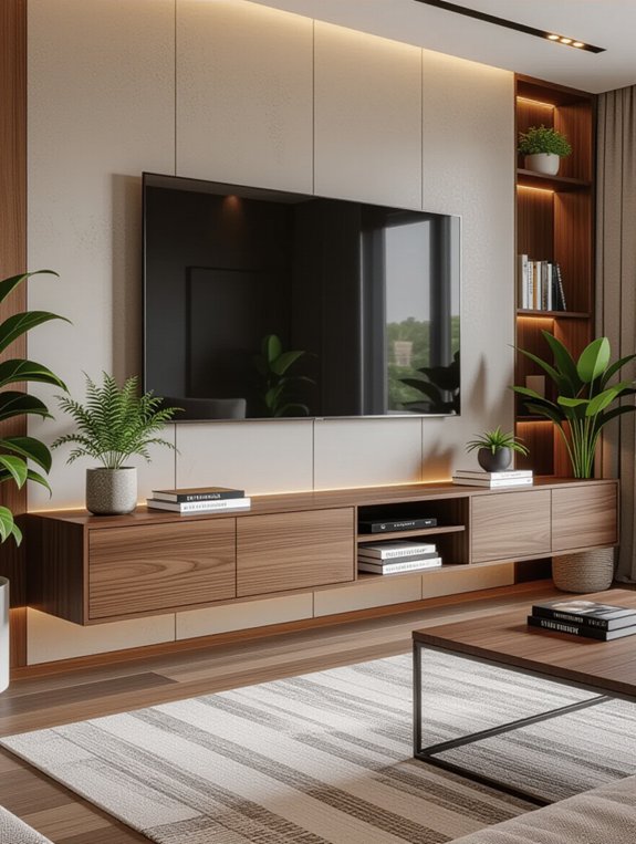 sleek modern floating consoles