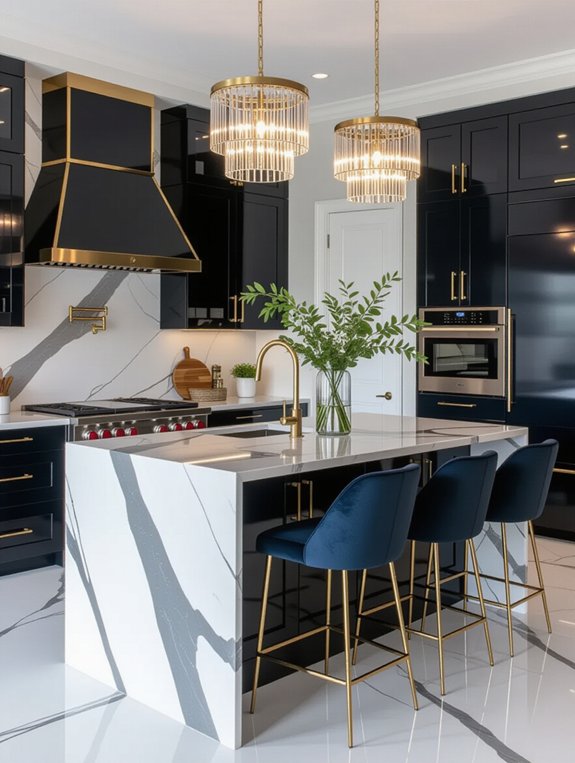 sophisticated contemporary glam kitchen