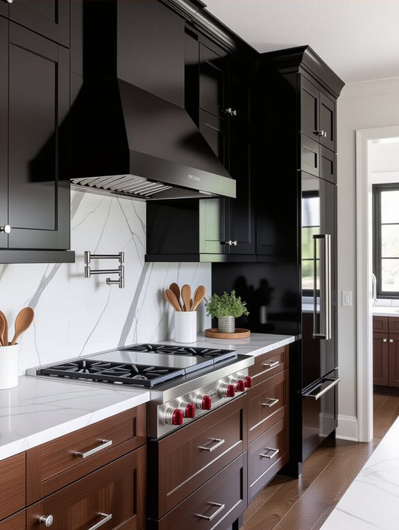 sophisticated contrast kitchen design