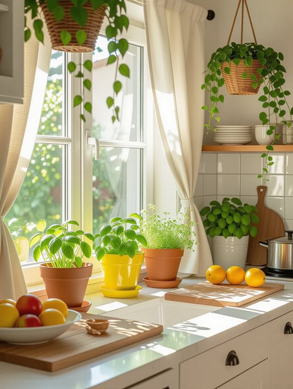 space saving kitchen greenery ideas