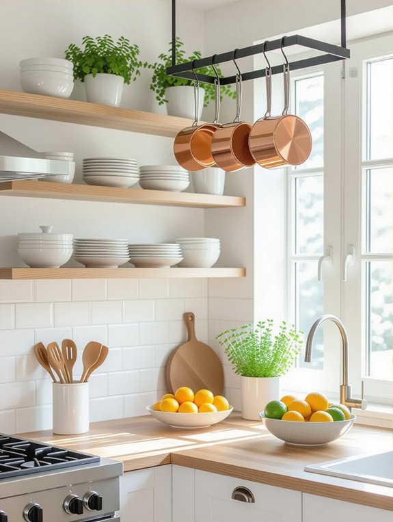 spacious airy open shelving