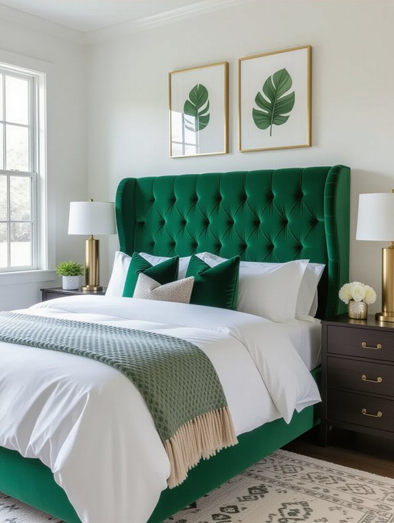 striking headboard enhances decor