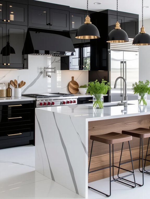 striking high contrast kitchen design
