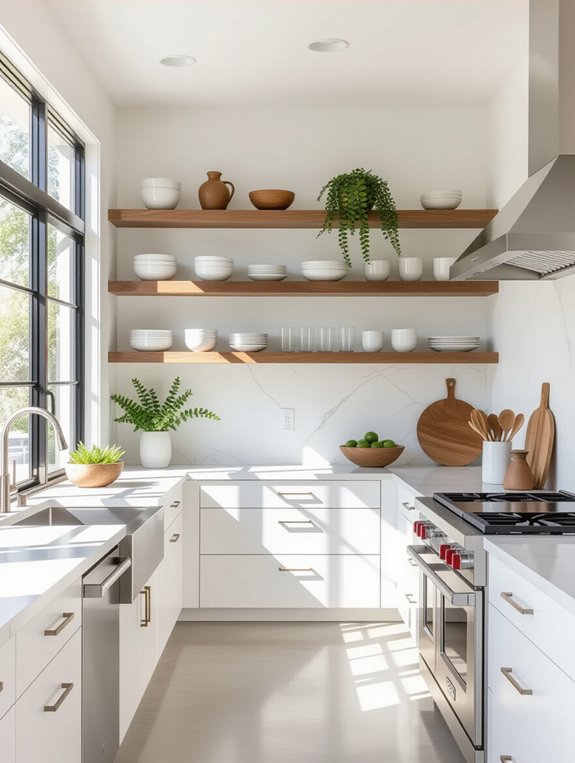 stylish open kitchen storage