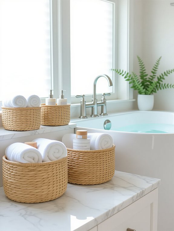 stylish organized bathroom storage