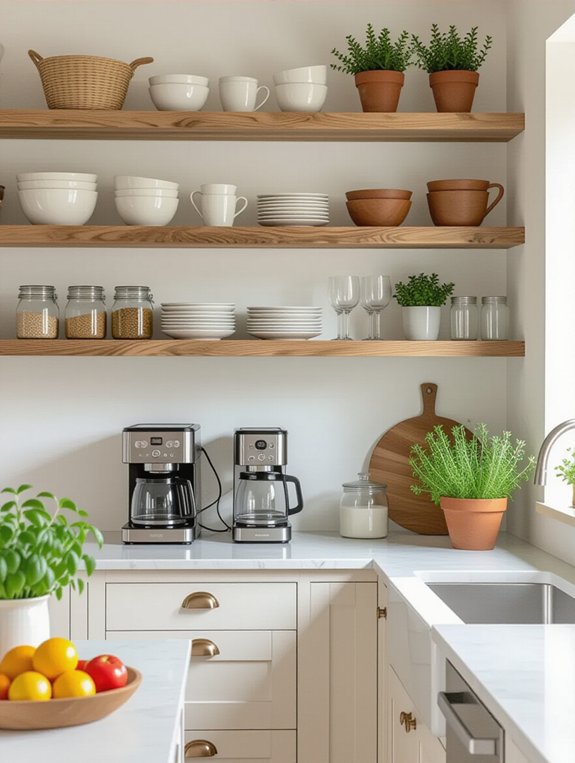 stylish organized open shelving