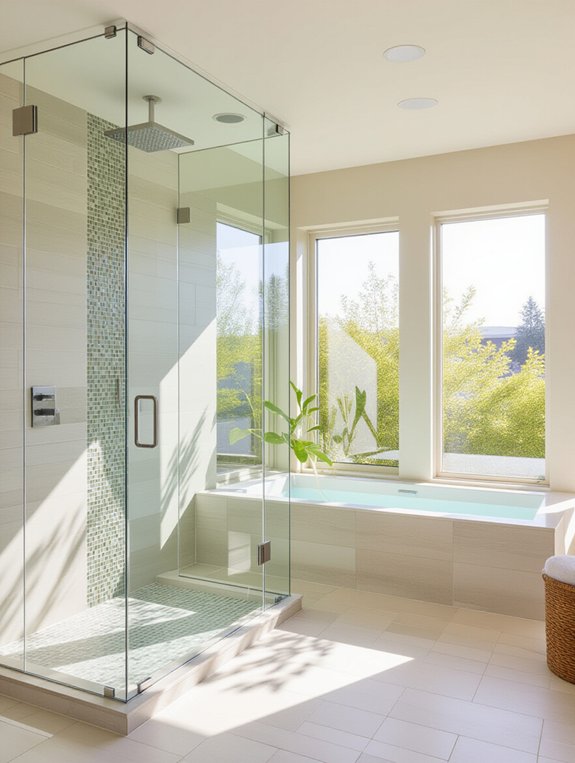 stylish spacious walk in showers