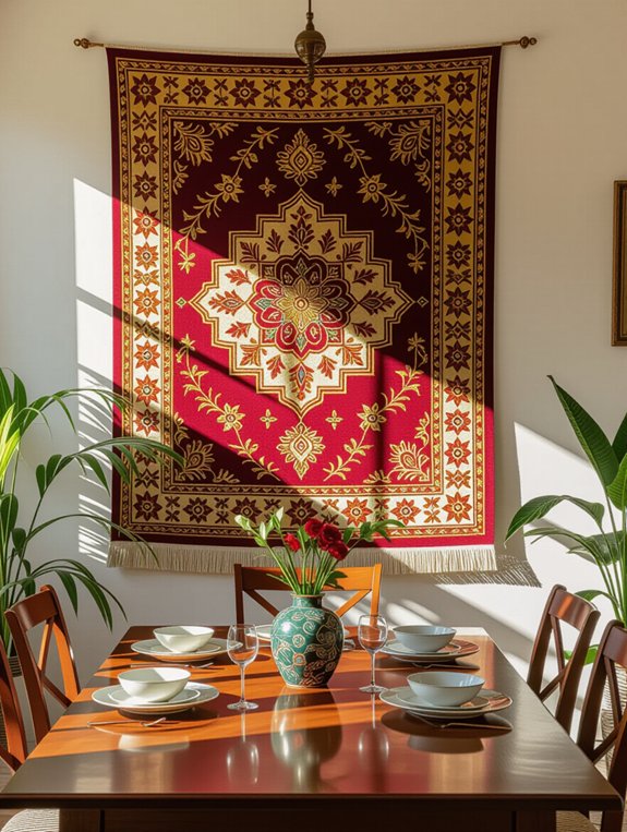 tapestry enhances dining ambiance