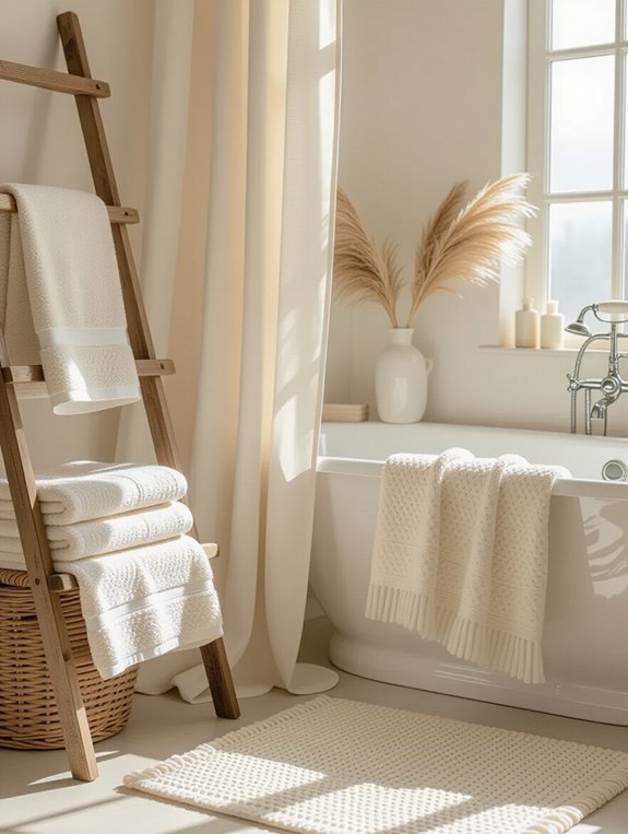textured fabrics enhance bathrooms