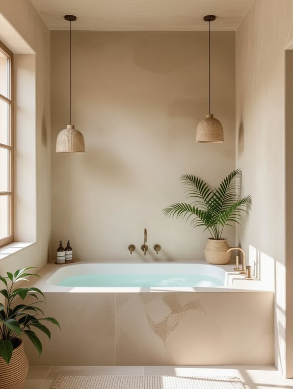 textured walls enhance bathrooms
