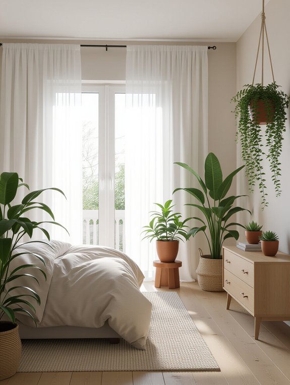 tranquil bedroom plant integration