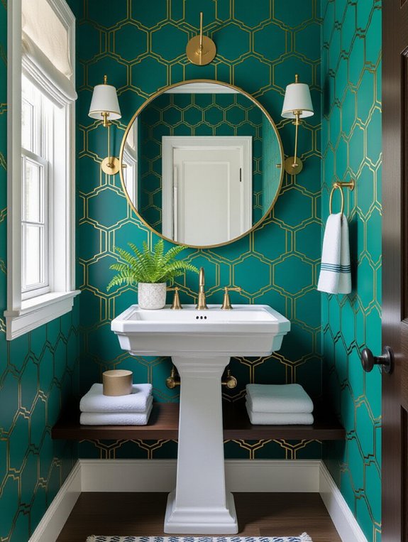 transform bathroom with wallpaper