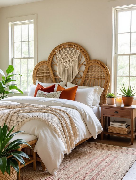 unique headboard enhances decor