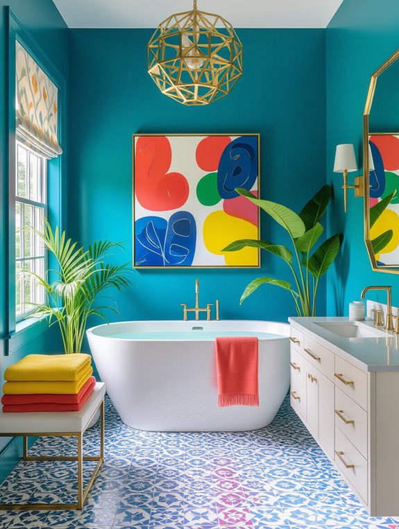 vibrant and energetic bathroom design