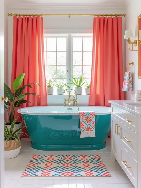 vibrant bathroom color accents