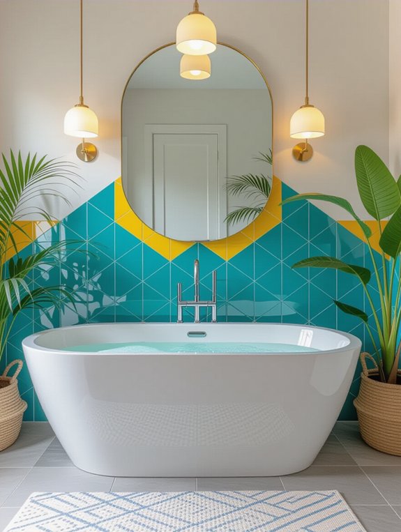 vibrant bathroom color accents