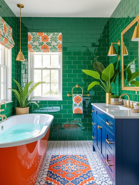 vibrant bathroom color transformation