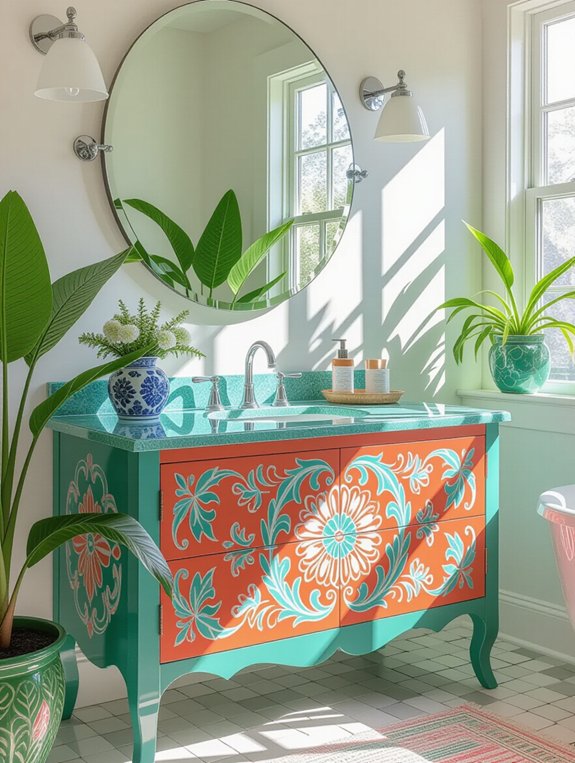 vibrant colorful bathroom vanity