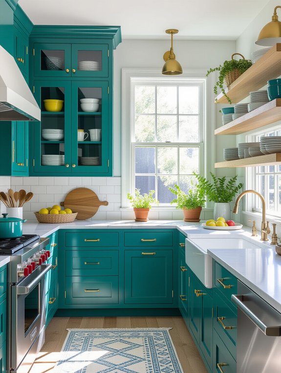 vibrant colorful kitchen cabinetry