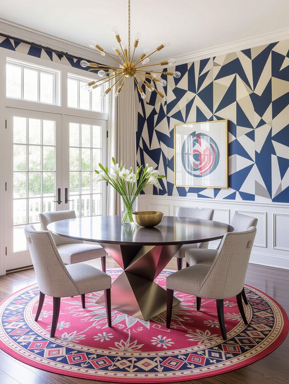 vibrant geometric dining decor