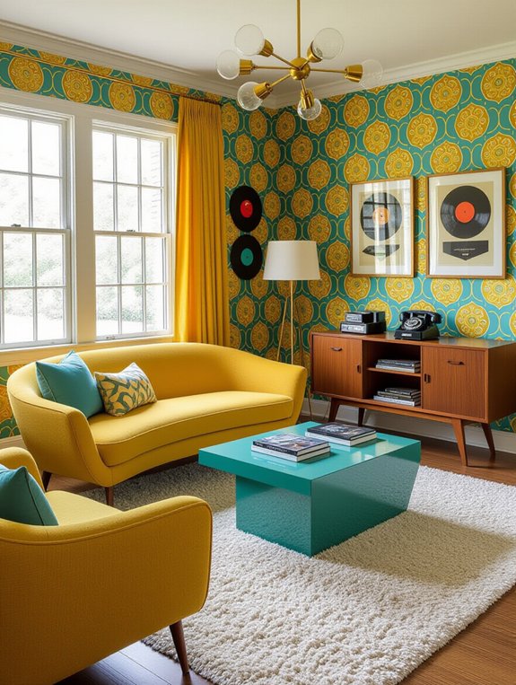 vibrant retro interior design