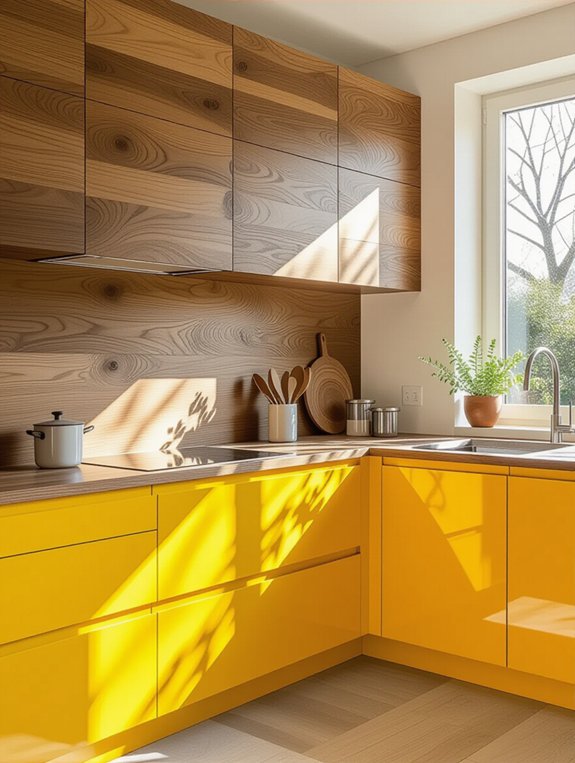 vibrant wood yellow kitchen blend