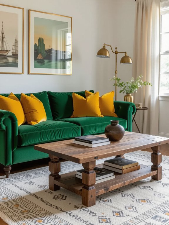 vintage elements enhance living room