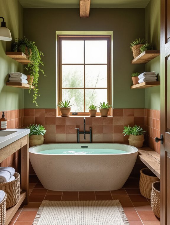 warm earthy bathroom accents