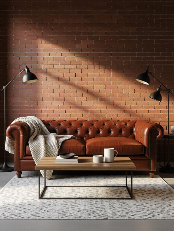 warm industrial leather decor