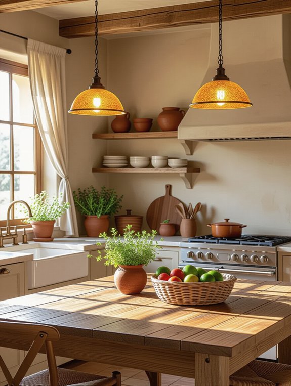 warm inviting kitchen lighting