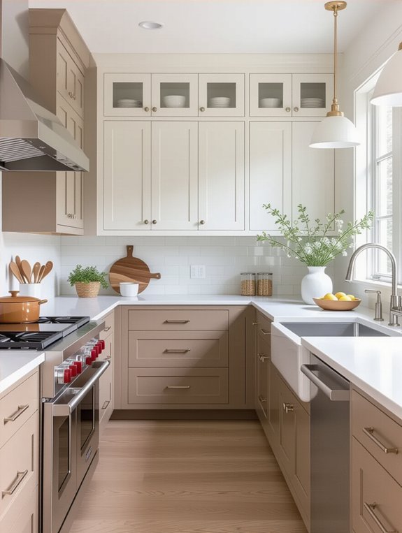 warm taupe bright white