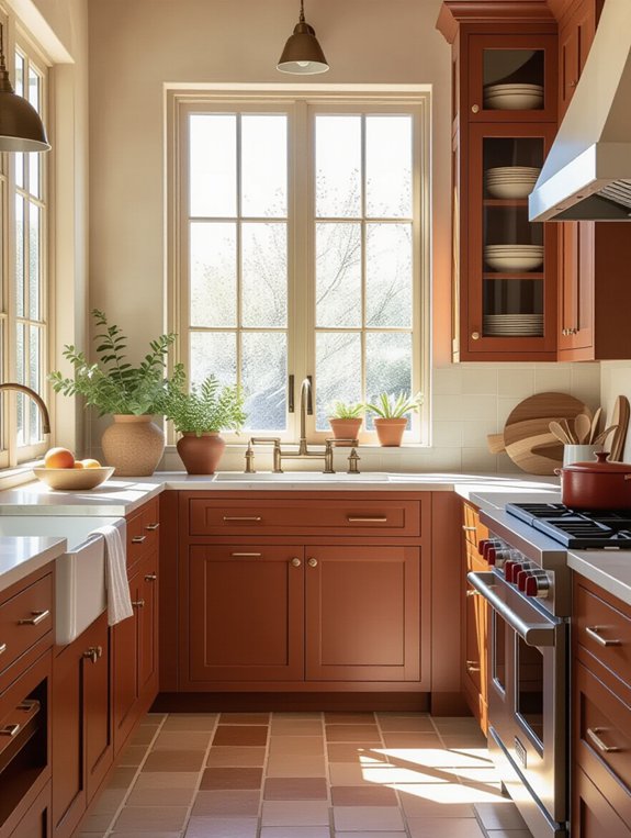 warm terracotta kitchen ambiance