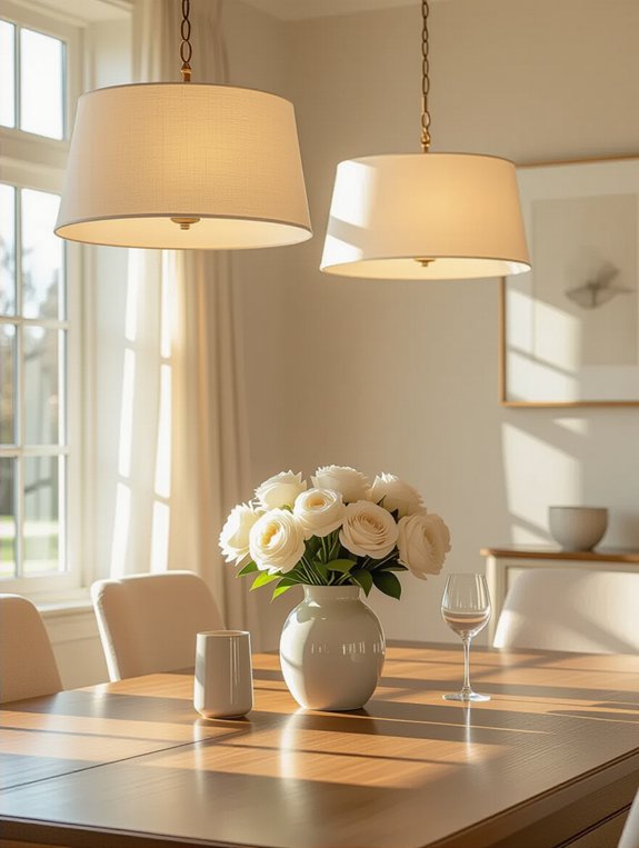 warm textured dining lighting